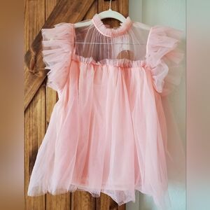 NWT BiBi Light Pink Babydoll Mesh Top- Size Large